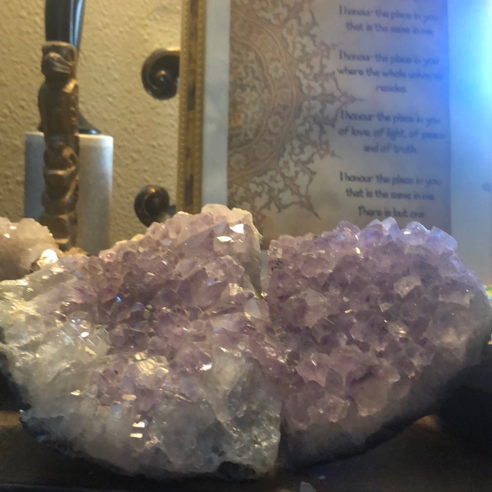 Amethyst Specimen Crystal Geodes. Set of 2.